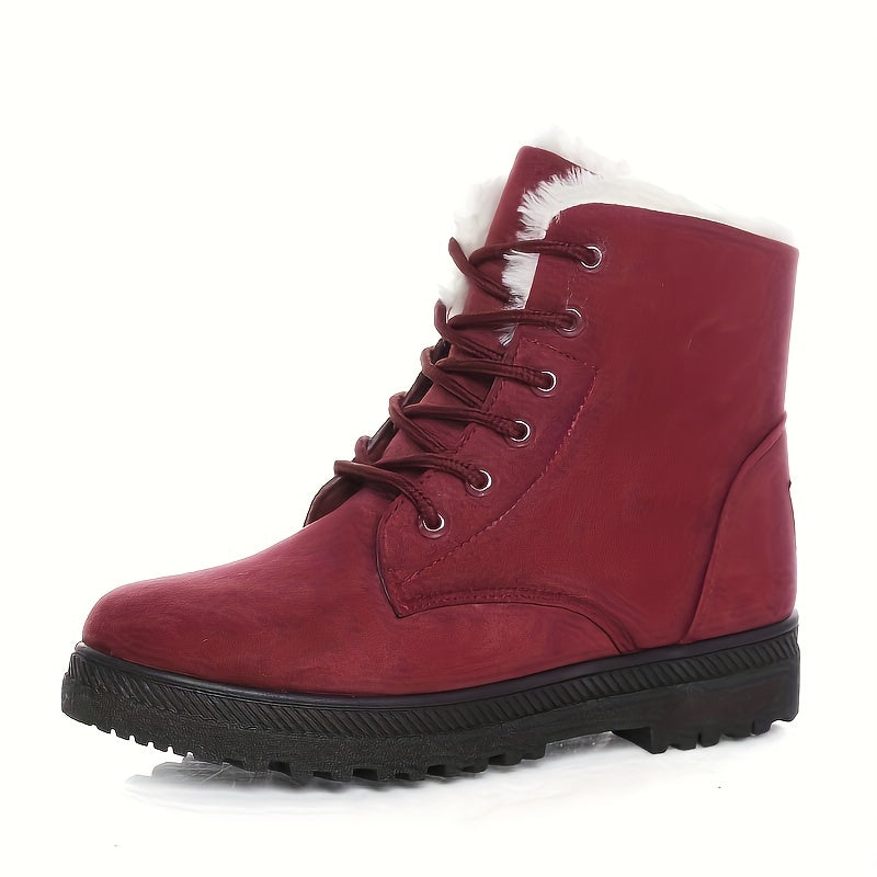 Women's Winter Ankle Snow Boots - Warm Fur Lined - Fabric Insole - Durable Outdoor Footwear
